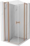 Mexen Mist L Duo cabine de douche pivotante 110 x 110 cm, transparent, cuivre brossé