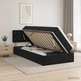 vidaXL Opbergbed met hoofdeinde, Zwart, 90 x 190 cm, Fluweel