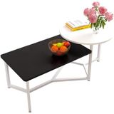 Shally Dogan Salontafel voor eetkamer met 2 planken, luxe design, elegant, rond en rechthoekig tafelblad, ideaal voor woonkamer, kantoor (wit)
