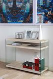Homemania consoletafel, MDF, gehard glas, natuur, 100 x 39,5 x 75 cm
