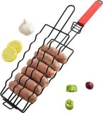 Hotdog grillhouder - 6 vaks BBQ grillkorf met handgreep - voor worsten hotdogs en kleine barbecuegerechten - 48.5*9cm