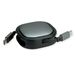 ROLINE USB 2.0 Retractable Cable Type C, 60W, C-C, M/M, zwart, 1,2 m