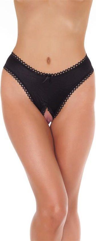 Rimba Amorable - Sexy Slipje Met Open Kruis - Zwart - One Size