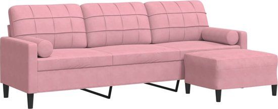 vidaXL Driezitsbank met voetenbank 210 cm fluweel roze