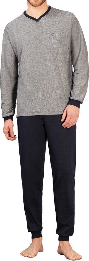 Hajo Heren pyjama Klima Light - Marine - Maat L - Lange mouw