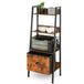 FurnitureR Ladderrek, 4 smalle planken, boekenkast voor thuiskantoor, woonkamer, slaapkamer, keuken, houten boekenplank met laden, industrieel, rustiek bruin en zwart
