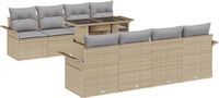 vidaXL Tuinbank Set 9-delig Beige Poly Rattan