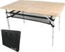 Skandika Tolja Bamboe table de camping, table pliante avec étagère en filet, 120x70 cm, réglable en hauteur 3 positions