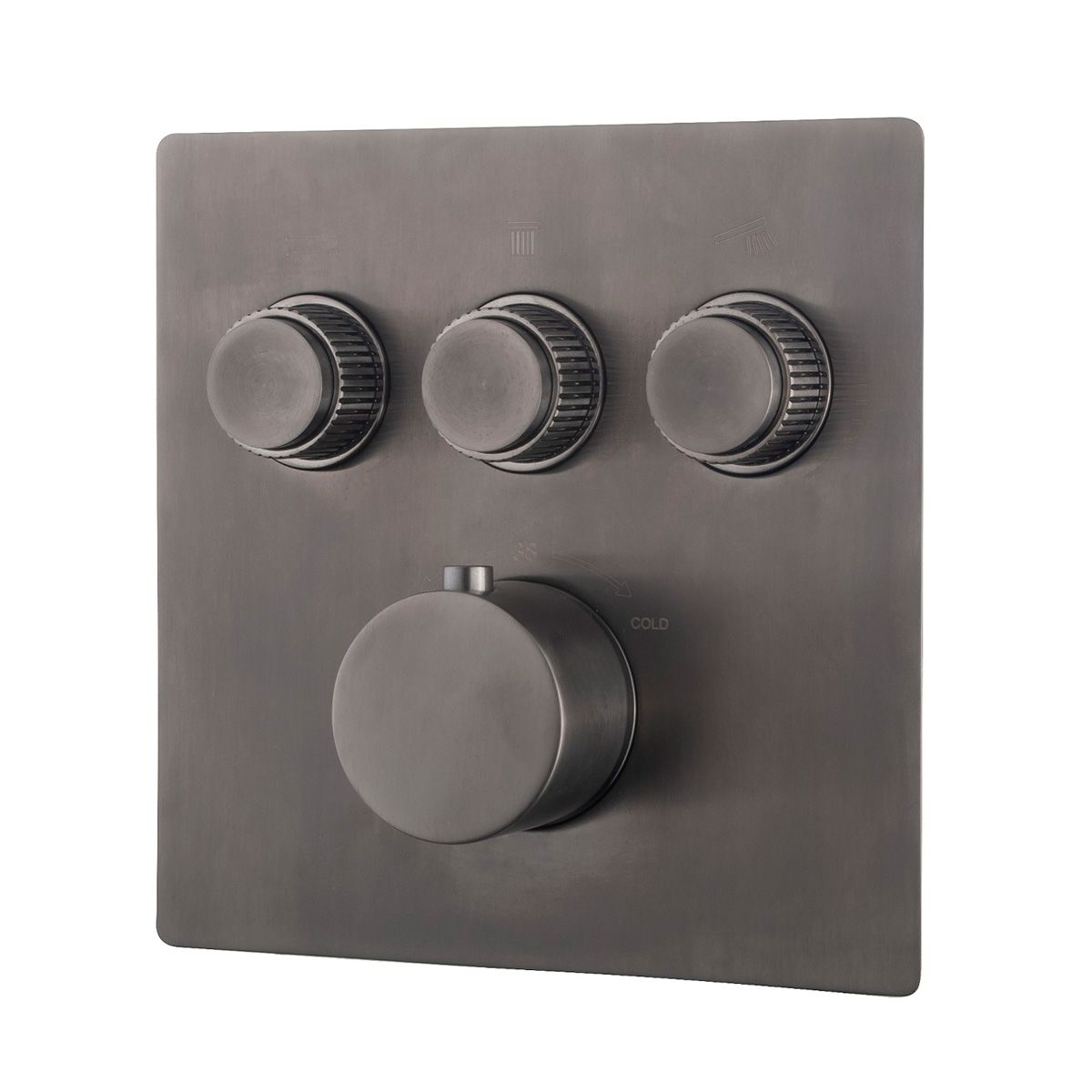 Wiesbaden Caral Klik Pro Douchekraan Thermostatisch Geborsteld Gunmetal Inbouw 3-weg Afbouwdeel