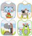 Ti TIN | 4-pack waterdichte babyslabbetjes, 23x28 cm | Slabbetjes met elastische sluiting voor baby's van 6-18 maanden, voering van 73% katoen - 27% polyester vinyl