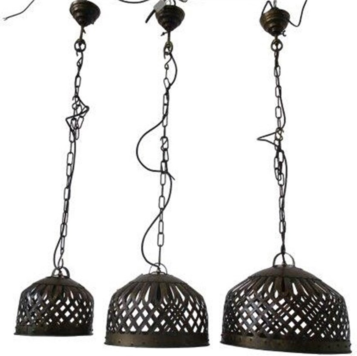 Deco4yourhome Deco4yourhome® - Hanglamp - Set van 3 - Natural Iron Rustic - Grijs - Industrieel - Mickey