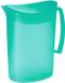 Juypal pichet/carafe d'eau - turqouise - 2 litre - plastique - L20 x H23 cm - avec couvercle