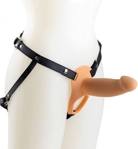 Virgite - Vibrerende Holle Strap-on - Roze-beige - 13 cm