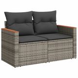 vidaXL 6-delige Loungeset met Kussens, Poly Rattan, Grijs