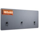 RICOO ZAP1880-G Akoestische scheidingswand voor bureau, inkijkbescherming, 180 x 80 x 2,3 cm, vilt, grijs