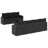 vidaXL 8-delige Loungeset met kussens, polyrattan, zwart