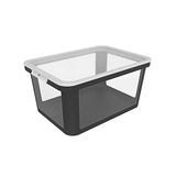Rotho Albris Opbergdoos 45 l met deksel, kunststof (PP gerecycled), transparant/zwart