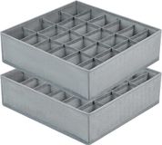 Joyoldelf 2-pack lade-organizer, opvouwbare, niet-geweven stoffen ondergoed-bh-sokken-opbergdoos, ruimtebesparende sokkenopberger, grijs