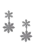 AVANT-GARDE PARIS Oorbellen - Dubbele Daisy Kristal Drop Oorbellen - Rhodium Plated - 3.3 cm