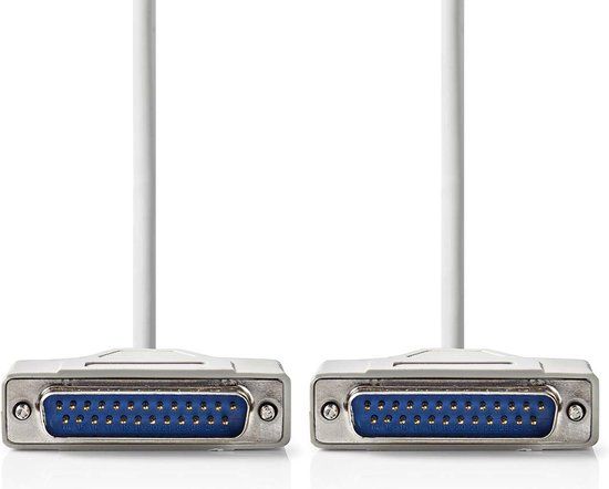 Nedis Seriële Kabel - D-SUB 25-Pins Male - D-SUB 25-Pins Male - Vernikkeld - 2.00 m - Rond - PVC - Ivoor