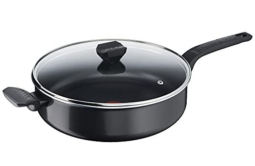 Tefal B55537 Easy Cook & Clean stoofpan 28 cm | incl. glazen deksel | anti-aanbaklaag | veilig | thermo-signaal | diffusie pannenbodem | gezond koken | zwart