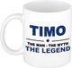 Bellatio Decorations Timo cadeau mok - man myth legend - naam koffiemok / beker - wit en blauw - 300 ml - verjaardag
