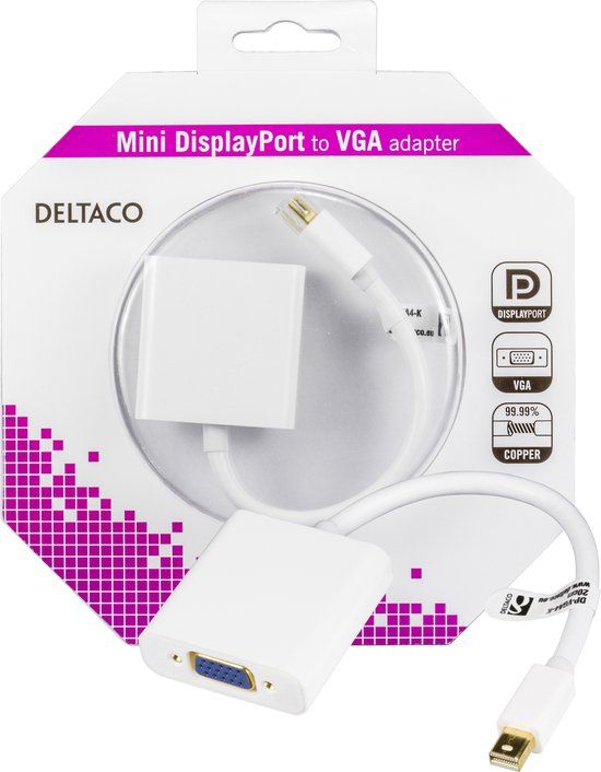 Deltaco DP-VGA4-K 0.2m VGA (D-Sub) Mini DisplayPort Wit video kabel adapter