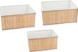 CEPEWA Kast/badkamer opbergmandjes - set 3x stuks - bamboe hout met hoes - in 3 formaten - organiser manden