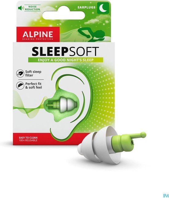 Alpine SleepSoft Sleep Earplugs - Green/Transparent - SNR 25 dB - 1 Pair