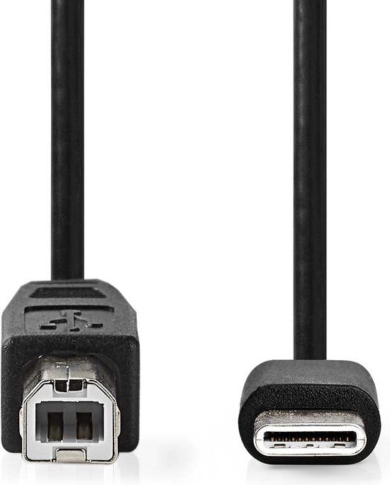 Nedis USB-Kabel - USB 2.0 - USB-C Male - USB-B Male - 1.00 m - Zwart