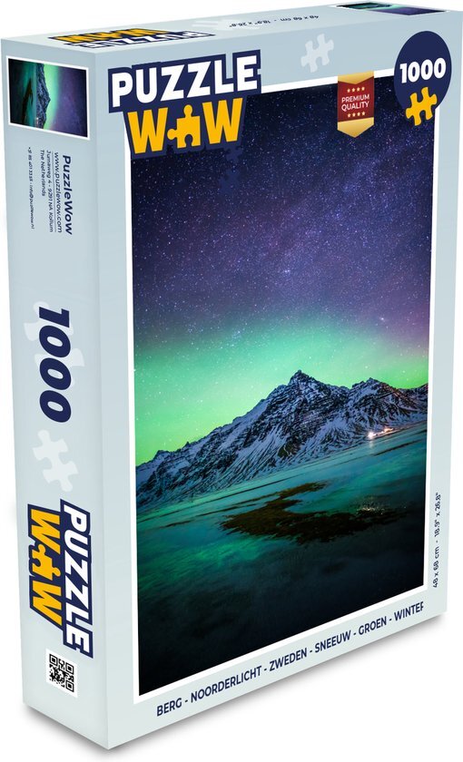 MuchoWow Puzzel Berg - Noorderlicht - Zweden - Sneeuw - Groen - Winter - Legpuzzel - Puzzel 1000 stukjes volwassenen - Sinterklaas cadeautjes - Sinterklaas voor grote kinderen