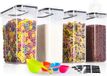 Boîte de rangement 4L, 4 pièces, boîte de rangement, cuisine, hermétique, plastique avec couvercle, pot de stockage pour conserver pâtes, muesli, riz, farine, et pour nourrir les animaux domestiques