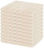 Lavea® Set van 10 Washandjes 30x30 cm | 100% Katoen | Zachte & Absorberende Gastendoekjes | Gezicht, Baby, Make-up, Reizen - Crème