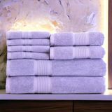 LUZIA 8-delige handdoekenset - 100% Turks katoen, premium kwaliteit - 2 badhanddoeken, 2 handdoeken en 4 washandjes (lavendel)