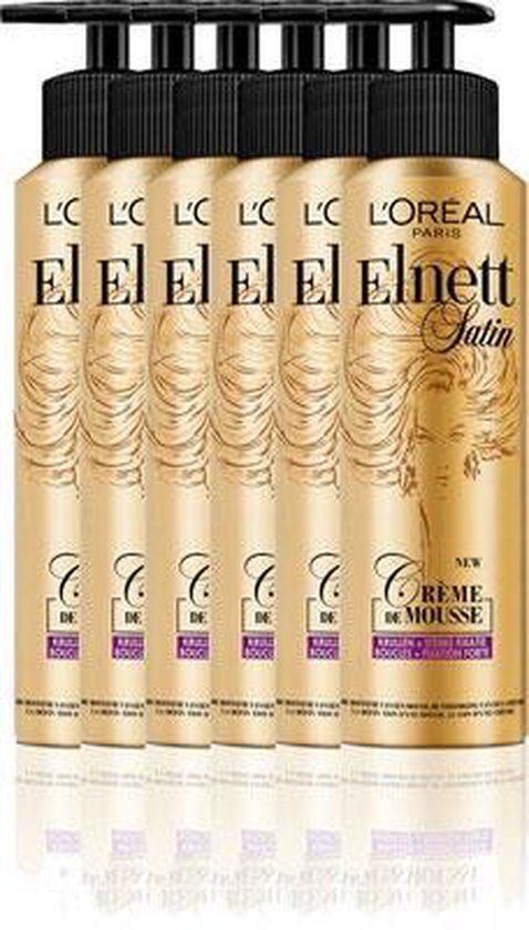 L'Oréal Paris Elnett Crème de Mousse Krullen Haarmousse - 6 x 200 ml - Multiverpakking