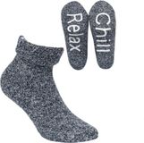Boru Bamboo Boru Huissokken Dames - Anti-Slip - Marine Mellee - Maat 39-42 - 40% Wol