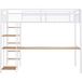 Lit mezzanine en métal 140 x 200 cm blanc avec escalier, bureau et étagères