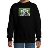 Bellatio Decorations Shoppartners Bv Dieren sweater met maki apen foto - zwart - kinderen - maat 98/104