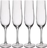 Mikasa Treviso Crystal Flute Glazen, 190ml, Set van 4 Loodvrije Champagneglazen met Golvend Effect voor Feestjes