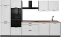 Vicco Complete keukeneenheid R-Line, Wit landelijk/Antraciet, 340 cm goudkleurig eiken werkblad