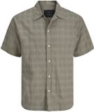 Jack & Jones Resort overhemd Loose Fit biologisch katoen geruit korte mouw klassieke kraag borstzak knopen L Dried Sage