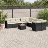 Maison Exclusive - Ensemble de jardin, 11 pièces, avec coussins, noir, en polyrotin