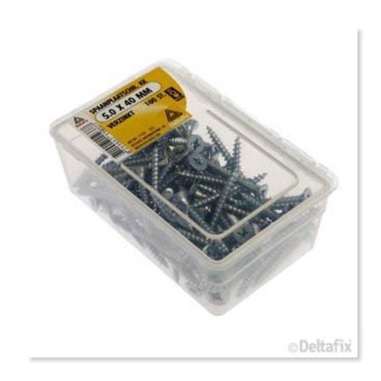 Deltafix Spaanplaatschroef 5.0 x 40mm Verzinkt Kruiskop 100 stuks
