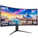 HKC 34 inch UWQHD gebogen gaming-monitor (3440 x 1440), 120 Hz, VA-paneel | VA 1500R, 1ms MPRT, HDR400, 90% sRGB, PBP, HDMI 2.0 & DP 1.4, formaat 21:9