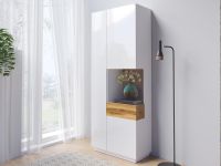 SILAC Vitrine SILAC 2 deuren (rechts) blanc/chêne wotan avec éclairage