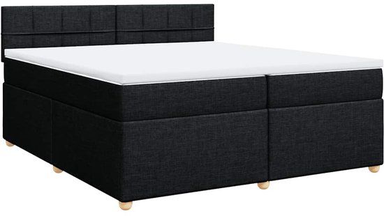 vidaXL Boxspring met matras stof zwart 200x200 cm