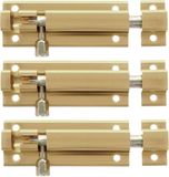 AMIG schuifslot/plaatgrendel - 3x - aluminium - 15 cm - doré - porte - clôture - fenêtre serrure