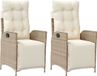 vidaXL Tuinstoelen - 2 stuks - Verstelbaar - Met voetensteun - Poly rotan - Beige