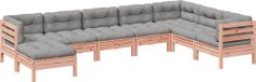 vidaXL 8-delige loungeset met kussens massief douglas vurenhout
