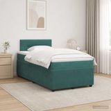 vidaXL Boxspringbed met matras, donkergroen, 120 x 200 cm, fluweel